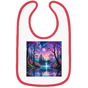 Discover Fantasy Landscape with Waterfall and Moon Bibs