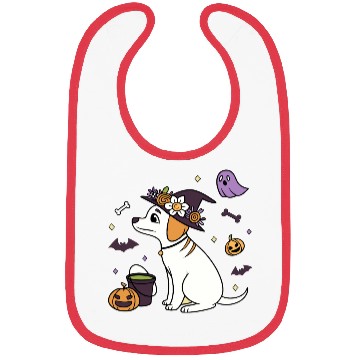 Discover Halloween Witch Dog Illustration Bibs