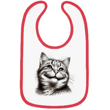 Discover Joyful Cat Illustration for Apparel Bibs