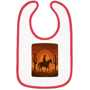 Discover Cowboy Silhouette Sunset Scene Bibs