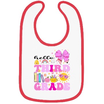 Discover Hello Third Grade, Preppy Back to School Bibs