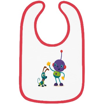 Discover Colorful Robot and Dog Cartoon Design Bibs