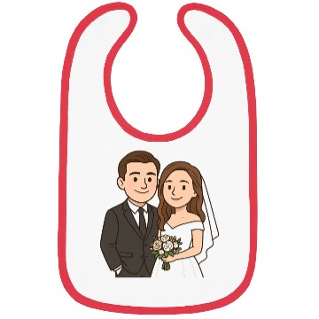 Discover Elegant Wedding Couple Illustration Bibs