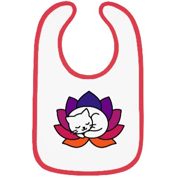 Discover Serene Cat Lotus Illustration Bibs