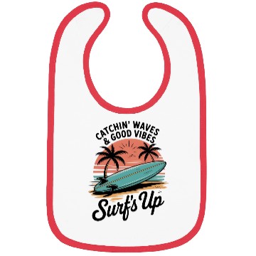 Discover Sunset Surfing Beach Scene Bibs
