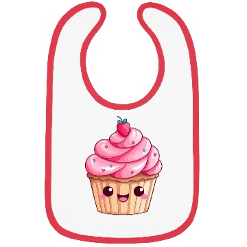 Discover Kawaii Cupcake with Pink Swirl Icing Bibs