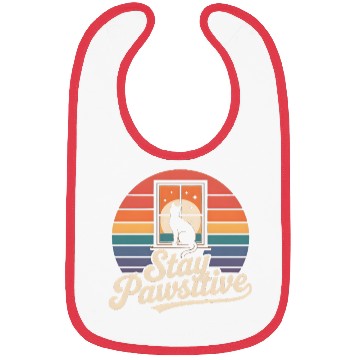Discover Stay Pawsitive Retro Cat Window Starry Night Bibs