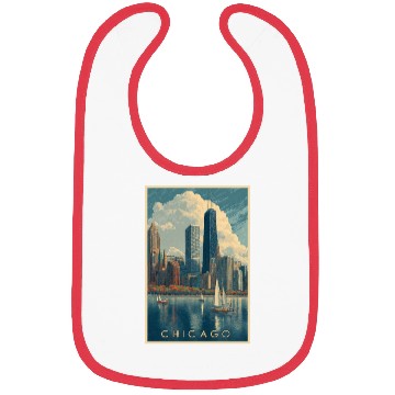 Discover Chicago Skyline with Sailboats Bibs