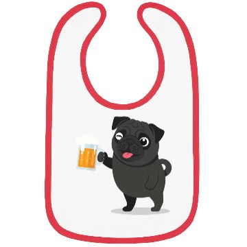 Discover Playful Pug with Beer Mug Bibs