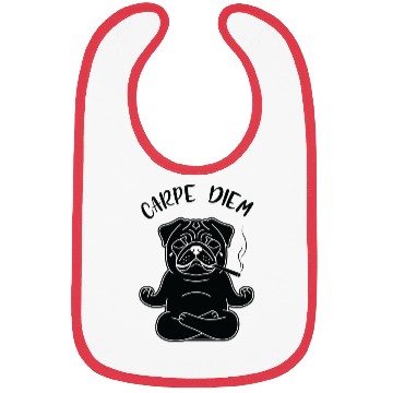 Discover Meditative Pug with 'Carpe Diem' Text Bibs