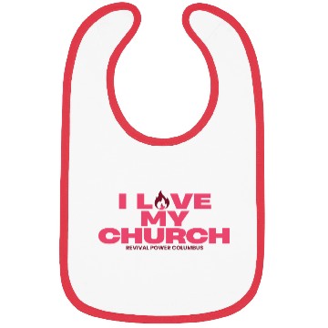 Discover Love my Church fuchsia Bibs