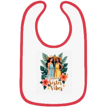 Discover Tropical Sister Vibes Illustration Bibs