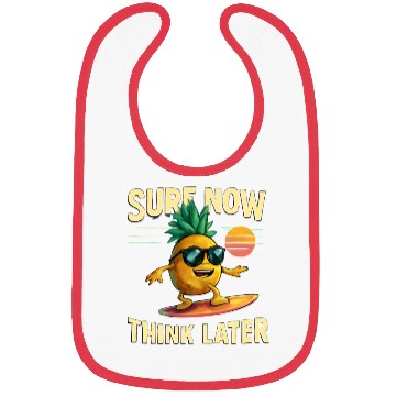 Discover Retro Pineapple Surfing Rainbow Wave Bibs