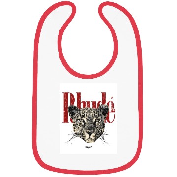 Discover Leopard Face with Bold Red Text Bibs