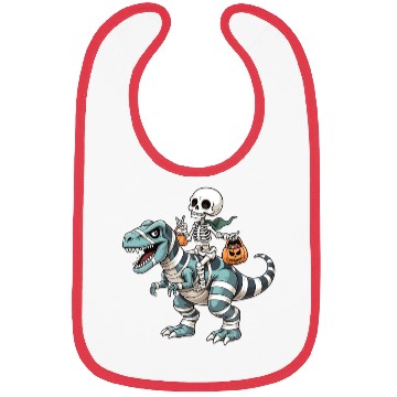 Discover Skeleton Riding Mummy Dinosaur Funny Halloween Bibs