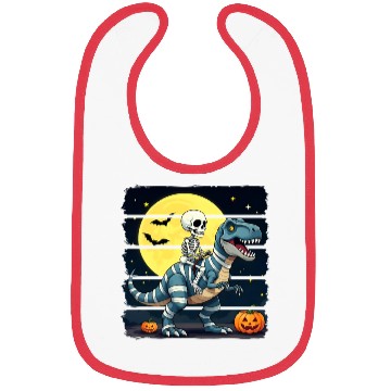 Discover Skeleton Riding Mummy Dinosaur Funny Halloween Bibs
