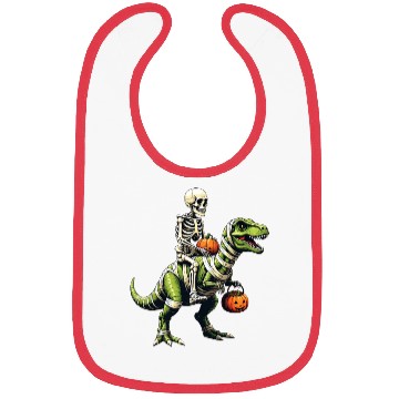 Discover Skeleton Riding Mummy Dinosaur Funny Halloween Bibs