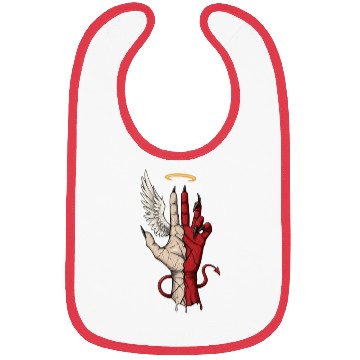 Discover Divine Demonic Hand with Angel and Devil Bibs