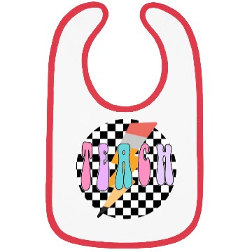 Discover Checkered Teach Bibs, Retro Pencil Teacher Bibs,