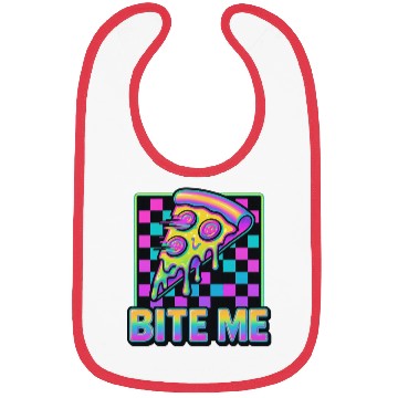 Discover Bite Me – Y2K Glitch Pizza Neon Bibs