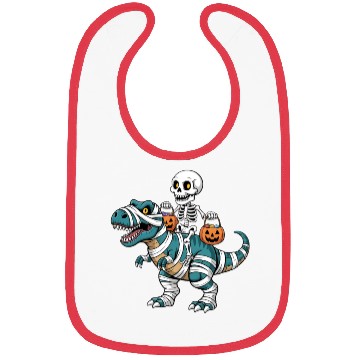 Discover Skeleton Riding Mummy Dinosaur Funny Halloween Bibs