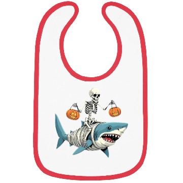 Discover Skeleton Riding Mummy Dinosaur Funny Halloween Bibs