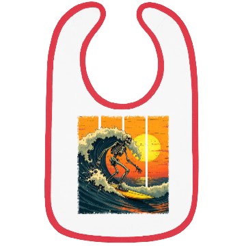 Discover Skeleton Surfer Vintage Surfing Funny Halloween Bibs
