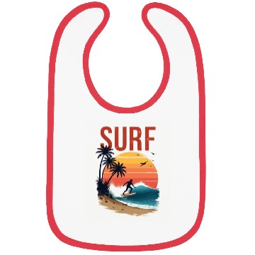 Discover Sunset Surfing Beach Scene Bibs
