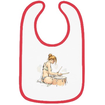 Discover Illustrative Drummer Girl in Casual Attire Bibs