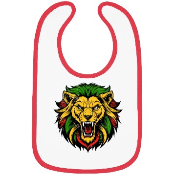 Discover Rasta Lion Red Gold Green Bibs