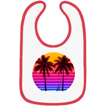 Discover Neon Sunset Palm Trees Illustration Bibs