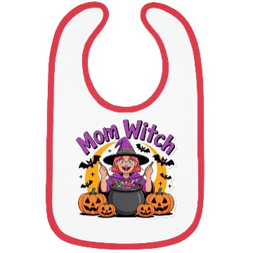 Discover Mom Witch with Cauldron Halloween Design Bibs