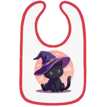 Discover Whimsical Halloween Cat with Witch Hat Bibs