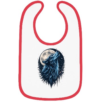 Discover Moonlit Howl Blue Wolf Illustration Bibs