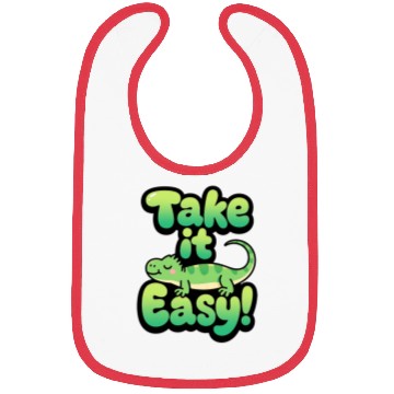 Discover Relaxed Green Lizard – Take it Easy Cartoon Design Bibs