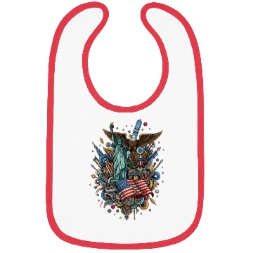Discover Patriotic US Icon Collage Print Bibs