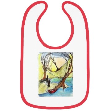Discover Serene Autumn River Scene Illustration Bibs