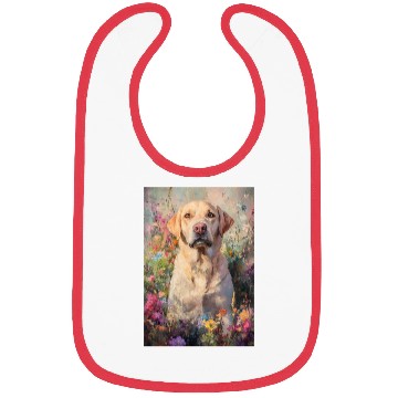 Discover Labrador in Vibrant Garden Scene Bibs