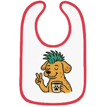 Discover Peaceful Puppy with Green Hair Bibs