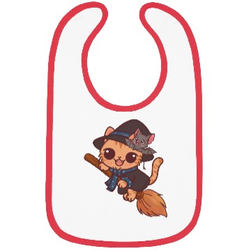 Discover Enchanted Cat Witch with Bat Familiar Bibs