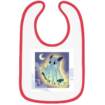 Discover Cute Ghost Bat Under Moon Scene Bibs
