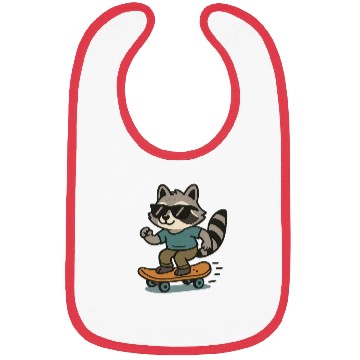 Discover Cool Raccoon on Skateboard Bibs