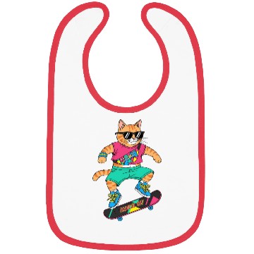 Discover Radical Retro Skater Cat Bibs