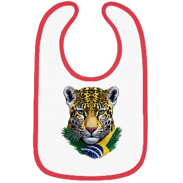 Discover Brazil Jaguar Head Green Yellow Blue National Flag Bibs