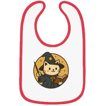 Discover Whimsical Cat Wizard in Starry Night Bibs