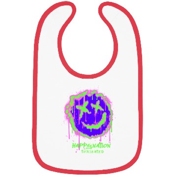Discover Neon Graffiti Smile Face Design Bibs