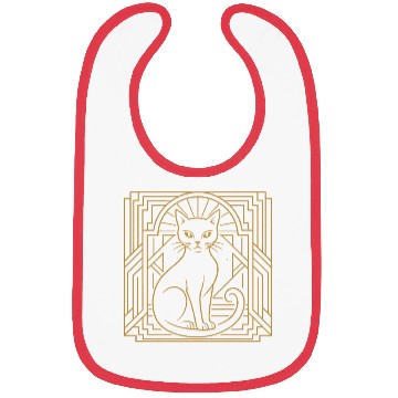 Discover Art Deco Cat Illustration Bibs