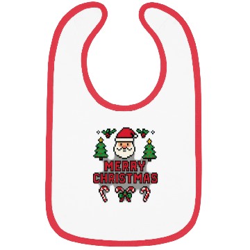 Discover Pixel Santa Christmas Design Bibs