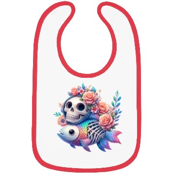 Discover Whimsical Skull and Fish Floral Fusion Bibs