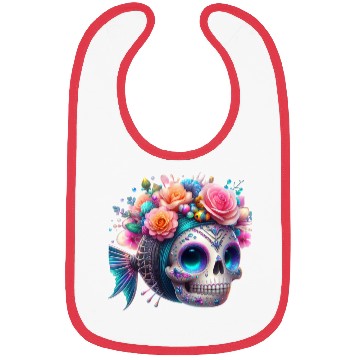 Discover Colorful Sugar Skull with Floral Crown Bibs